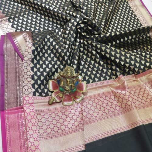 Black Banarasi Silk Dupatta