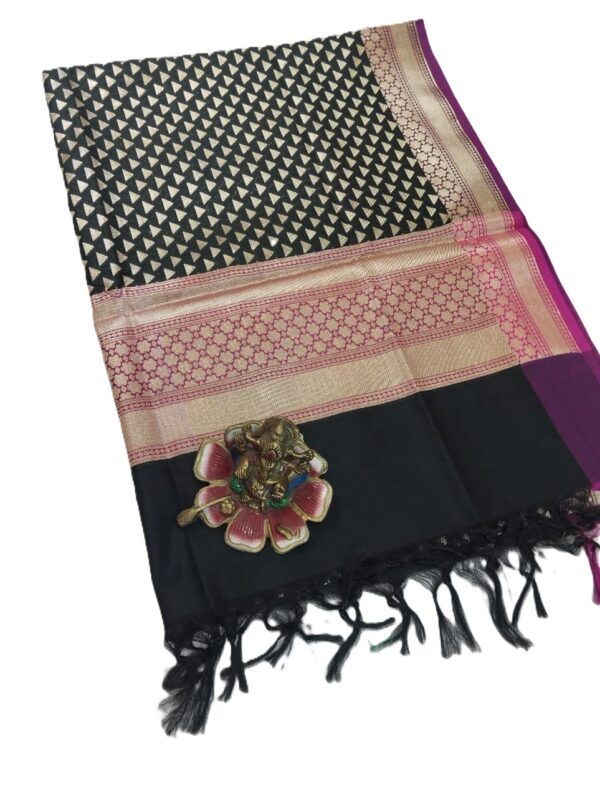 Black Banarasi Silk Dupatta