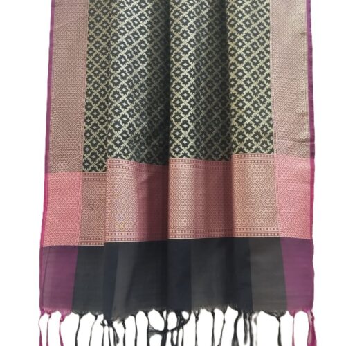 Black Banarasi Silk Dupatta