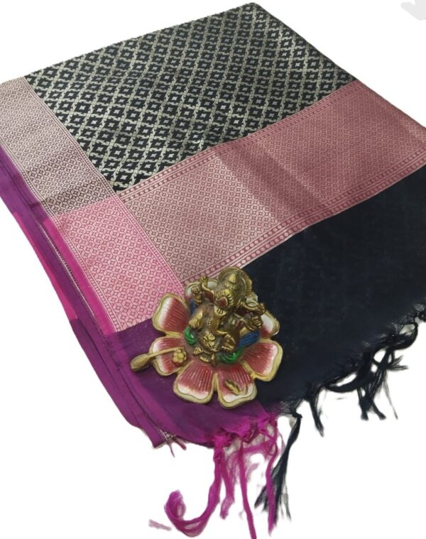 Black Banarasi Silk Dupatta