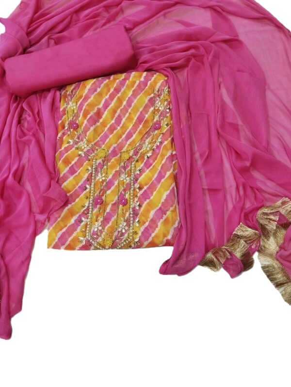 Mustard Pure Organza Unstitched Suit