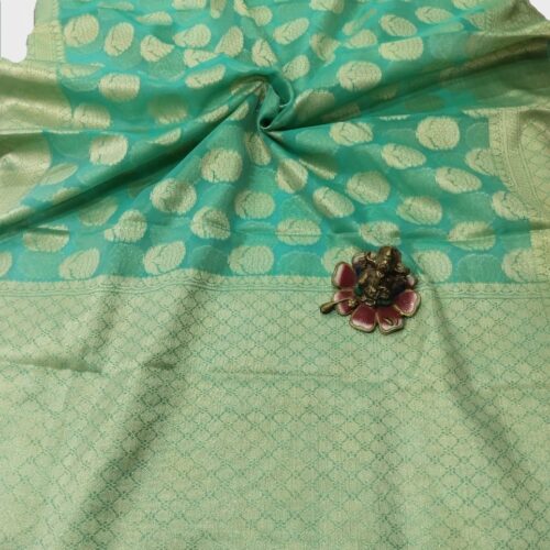 Aqua Green Handloom Banarasi Tissue Saree