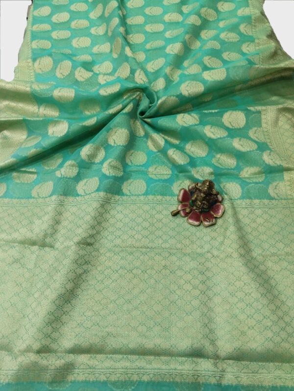 Aqua Green Handloom Banarasi Tissue Saree