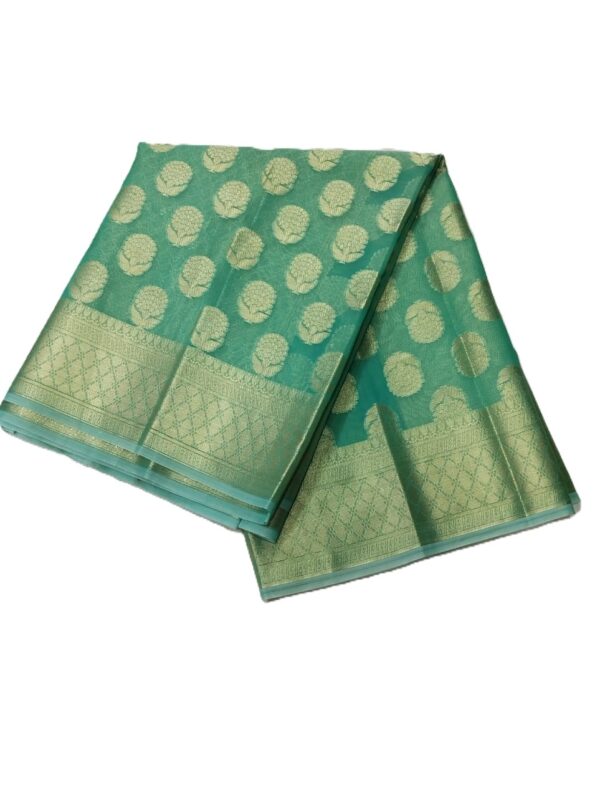 Aqua Green Handloom Banarasi Tissue Saree