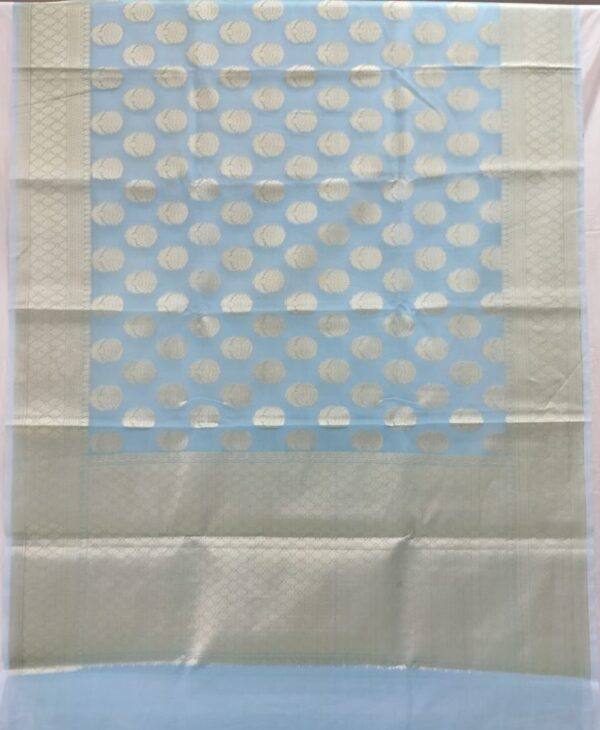 Aqua Blue Handloom Banarasi Tissue Saree