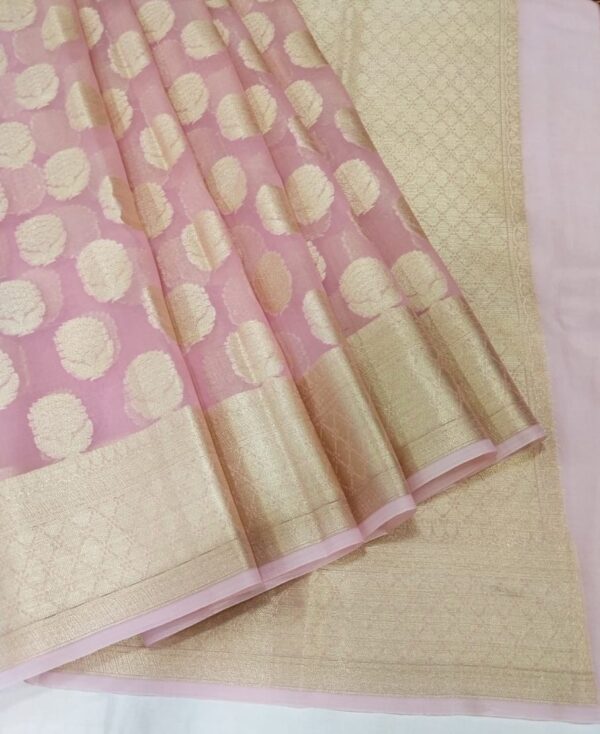 Aqua Pink Handloom Banarasi Tissue Saree