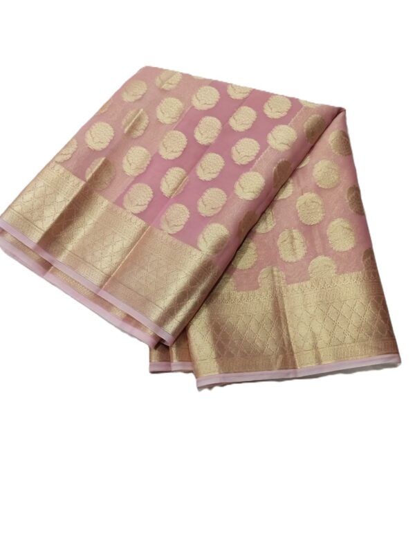 Aqua Pink Handloom Banarasi Tissue Saree