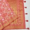 Coral Pink Handloom Banarasi Silk Saree