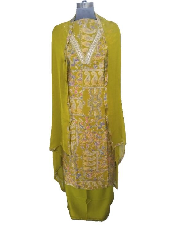 Olive Green Maslin Unstitched Suit