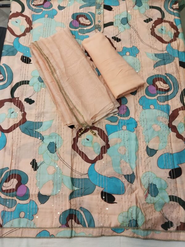 Peach Modal Unstitched Suit