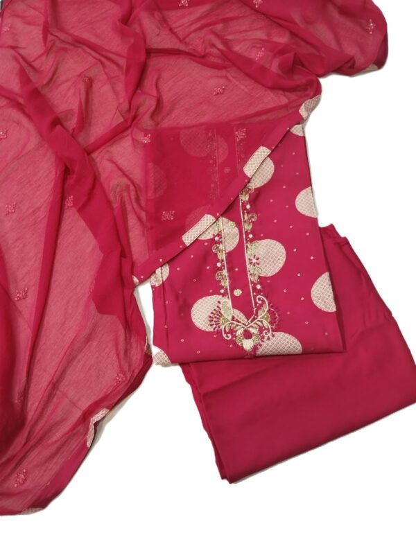 Magenta Modal Unstitched Suit