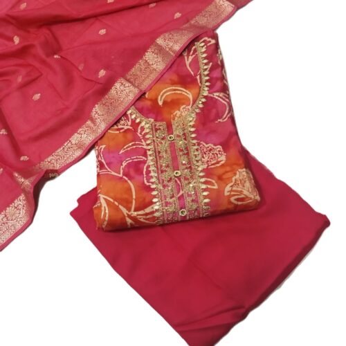 Orange/Pink Modal Unstitched Suit