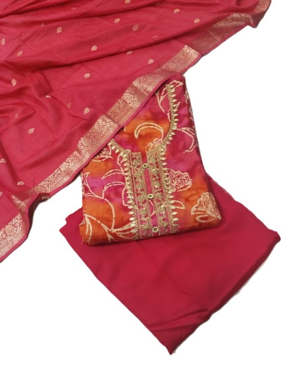 Orange/Pink Modal Unstitched Suit