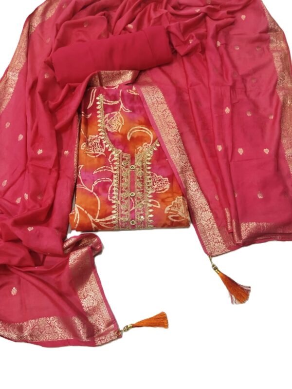 Orange/Pink Modal Unstitched Suit