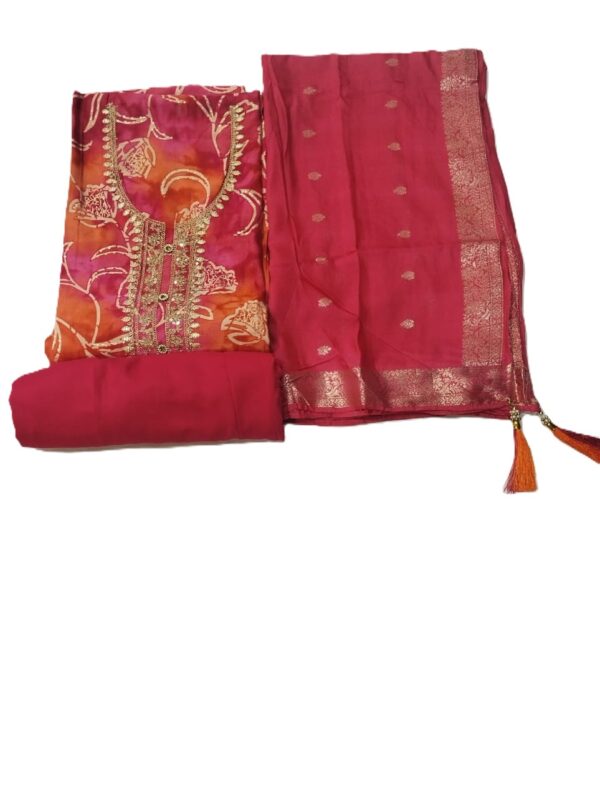 Orange/Pink Modal Unstitched Suit