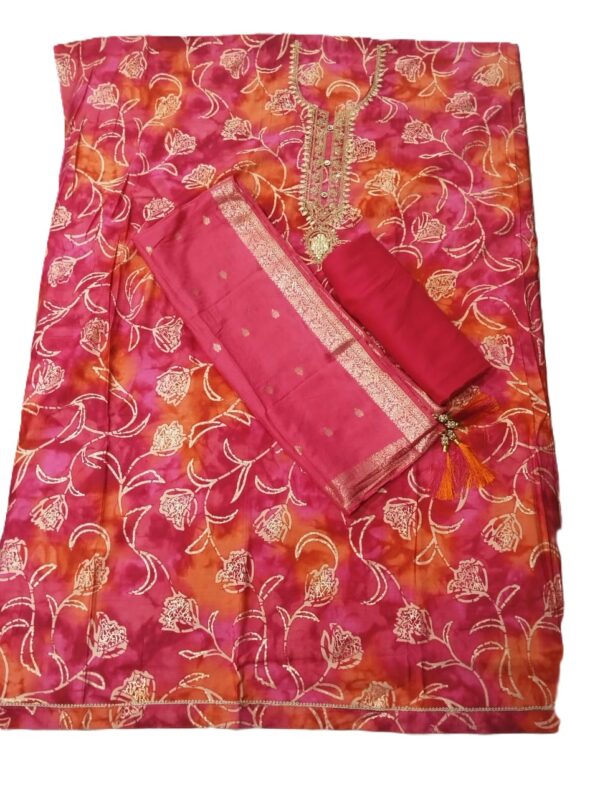 Orange/Pink Modal Unstitched Suit