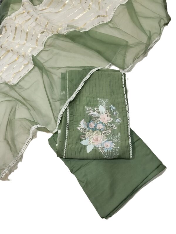 Green Organza Unstitched Suit