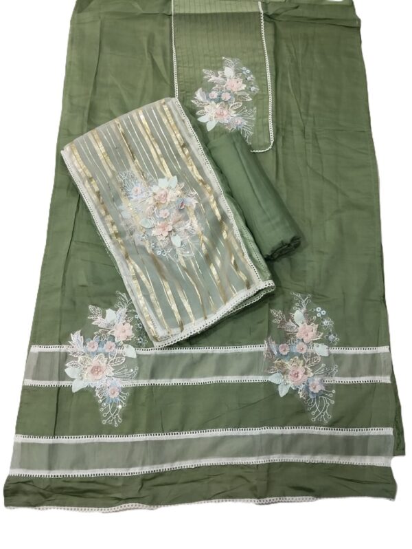 Green Organza Unstitched Suit