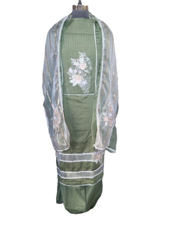 Green Organza Unstitched Suit