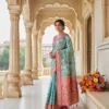 BS002185-1(1) Aqua Blue Kanjivaram Silk Saree
