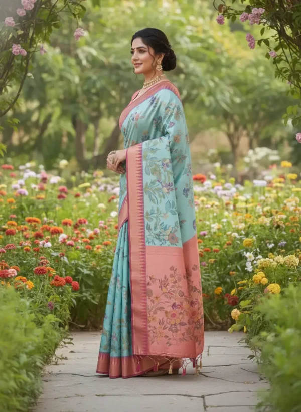 BS002185-1(2) Aqua Blue Kanjivaram Silk Saree