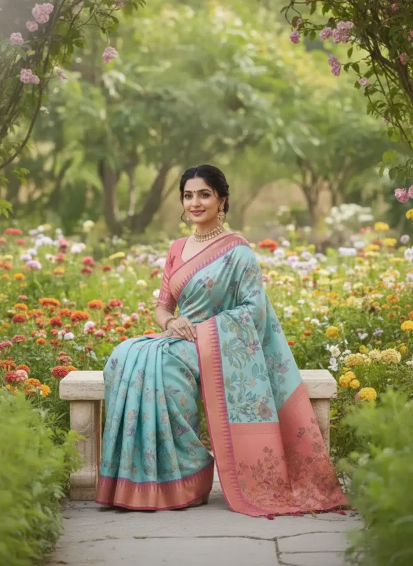 BS002185-1(3) Aqua Blue Kanjivaram Silk Saree