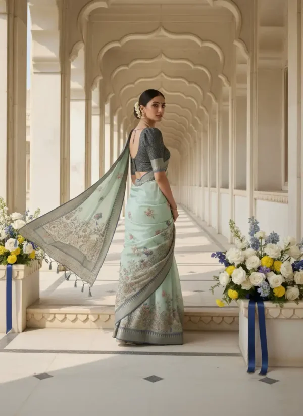 BS002185-2(2) Pista Kanjivaram Silk Saree