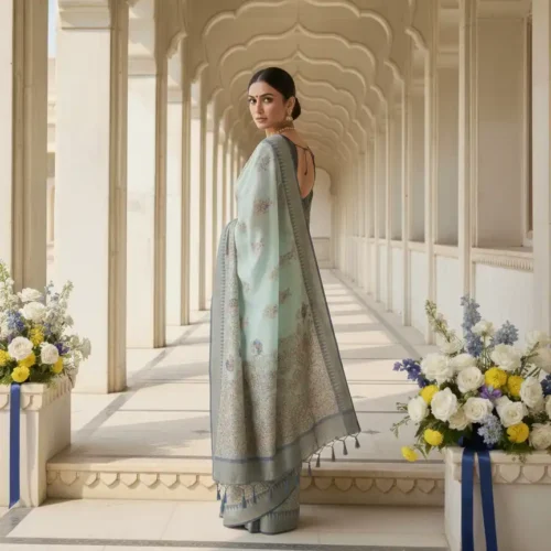 Pista Kanjivaram Silk Saree