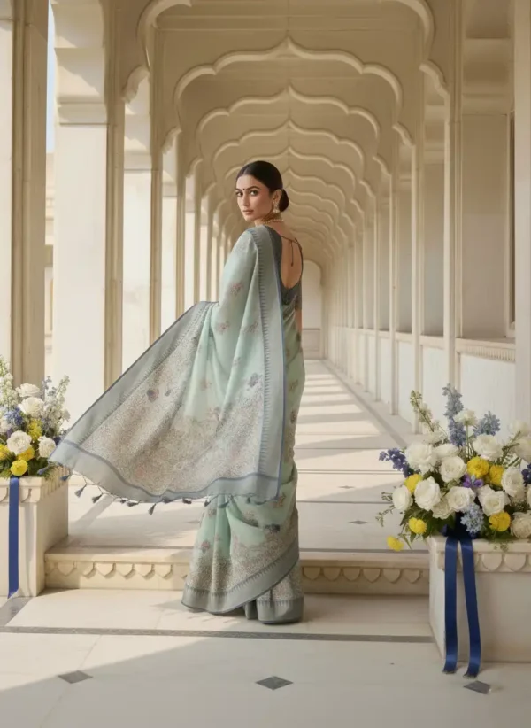 BS002185-2(7) Pista Kanjivaram Silk Saree