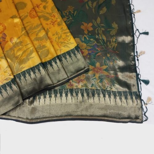 Mustard Handloom Kanjivaram Silk Saree