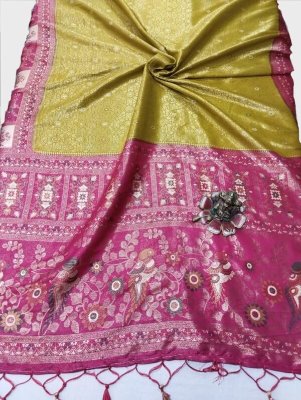 BS002186-1(3) Yellow Handloom Kanjivaram Silk Saree