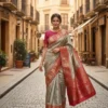 Gray Kanjivaram Silk Saree