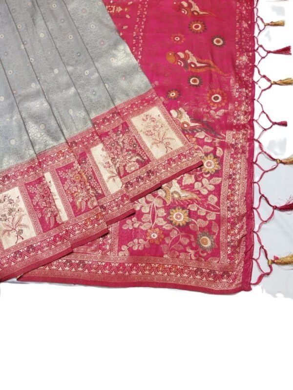 Gray Handloom Kanjivaram Silk Saree