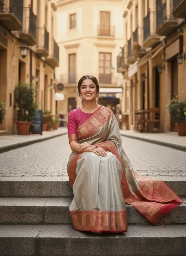 Gray Kanjivaram Silk Saree
