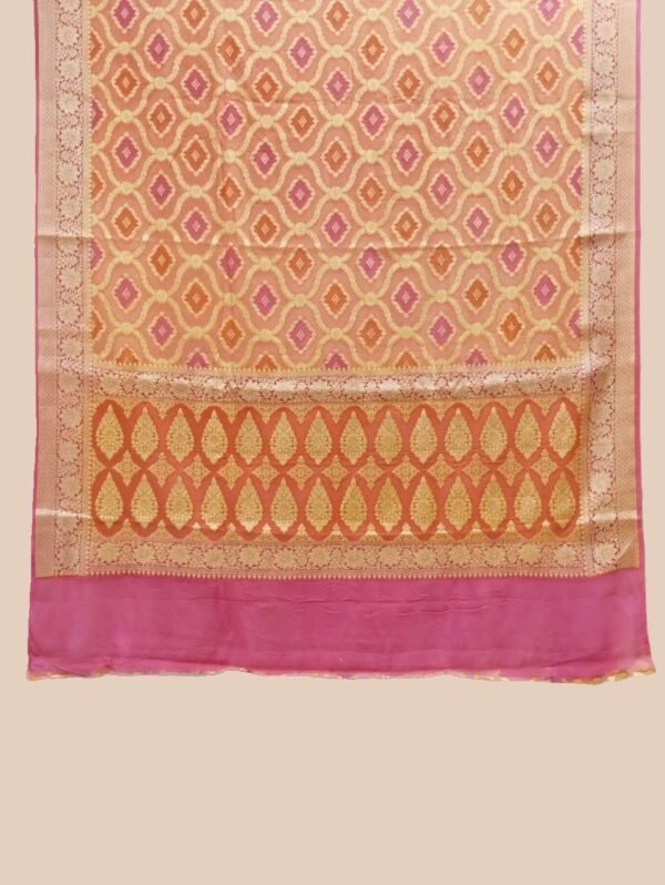 Orange Handloom Pure Khaddi Banarasi Saree