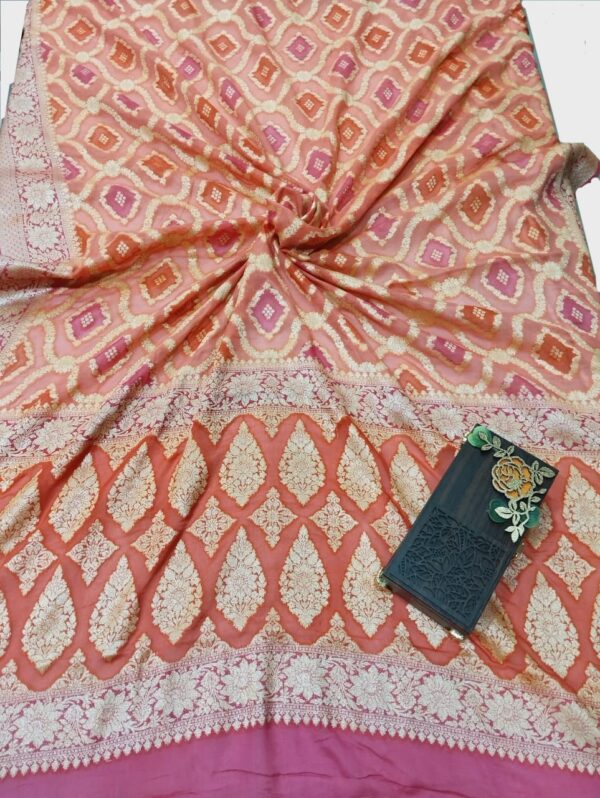 Orange Handloom Pure Khaddi Banarasi Saree