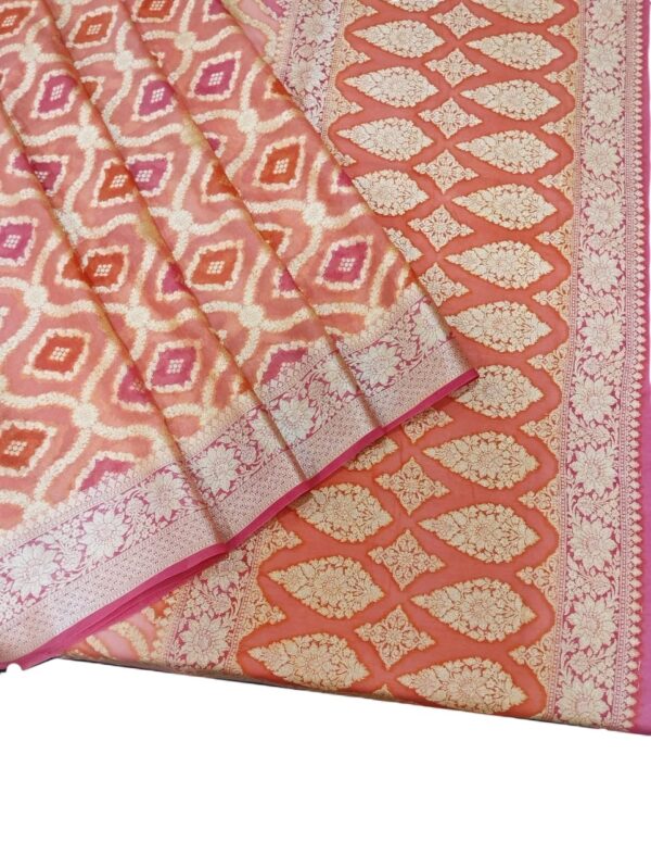 Orange Handloom Pure Khaddi Banarasi Saree