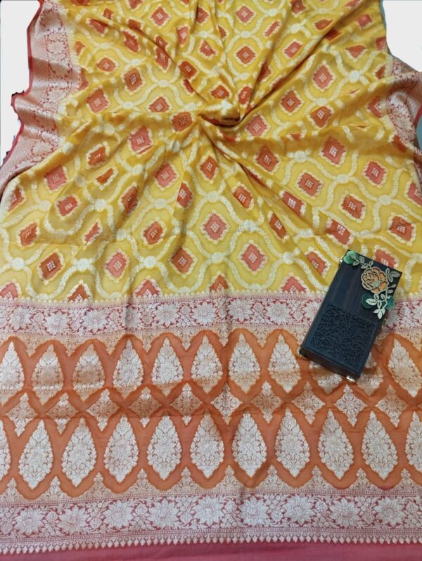 Yellow Handloom Pure Khaddi Banarasi Saree