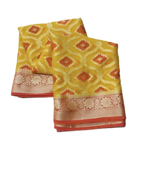 Yellow Handloom Pure Khaddi Banarasi Saree