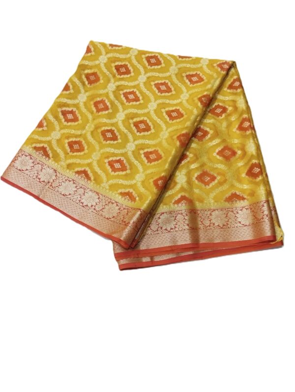 Yellow Handloom Pure Khaddi Banarasi Saree