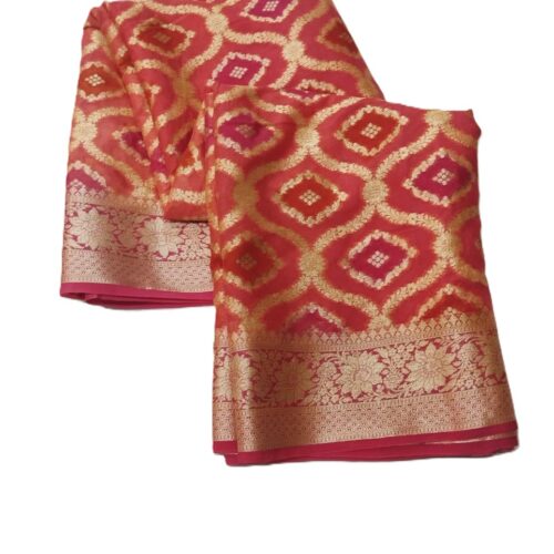 Red Handloom Pure Khaddi Banarasi Saree