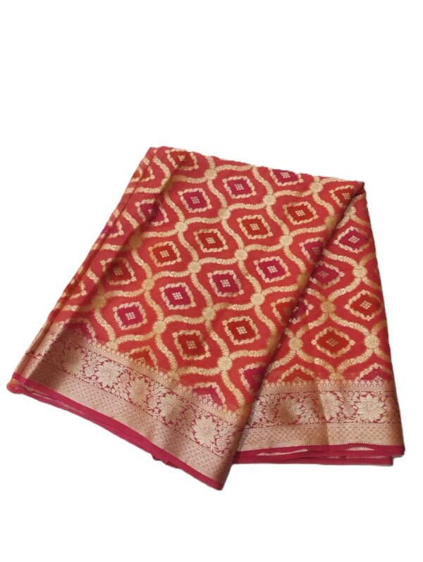 Red Handloom Pure Khaddi Banarasi Saree