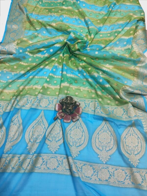 Blue Handloom Pure Khaddi Banarasi Saree