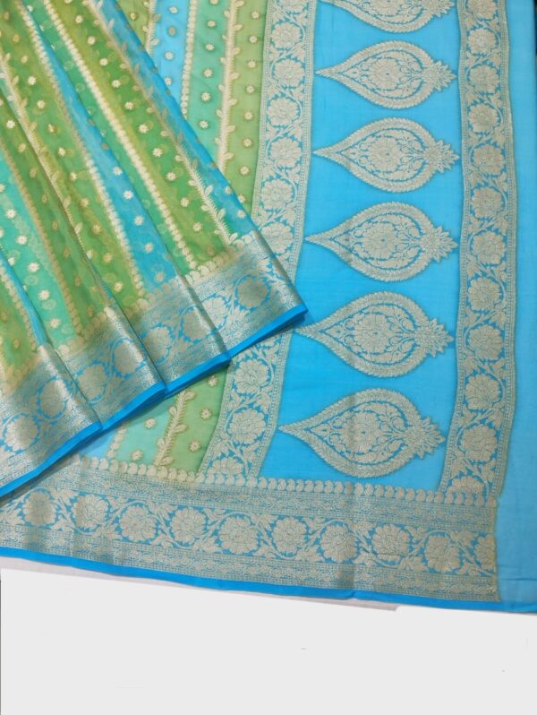 Blue Handloom Pure Khaddi Banarasi Saree