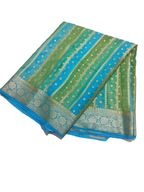 Blue Handloom Pure Khaddi Banarasi Saree