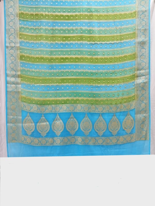Blue Handloom Pure Khaddi Banarasi Saree