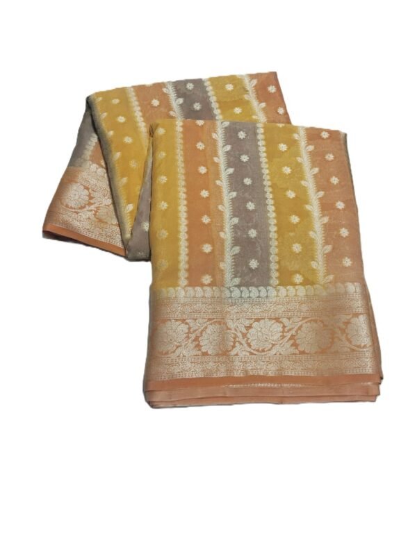 Yellow Handloom Pure Khaddi Banarasi Saree
