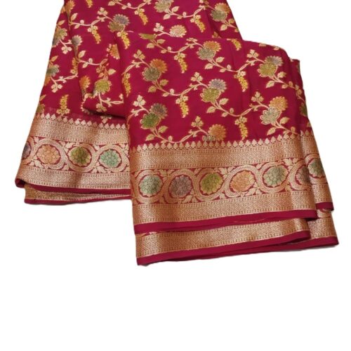 Pink Handloom Pure Khaddi Banarasi Saree