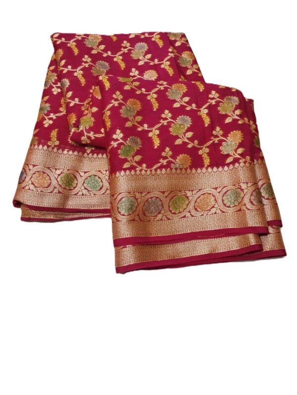 Pink Handloom Pure Khaddi Banarasi Saree