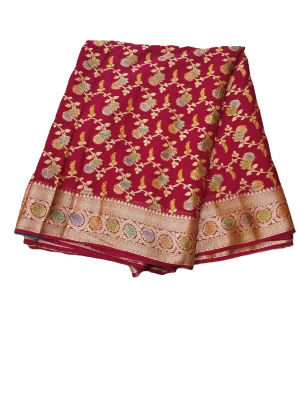 Pink Handloom Pure Khaddi Banarasi Saree